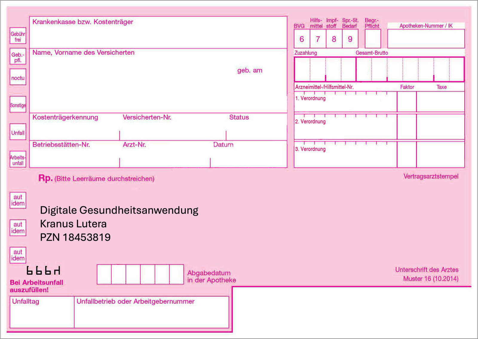 Kranus Lutera wird zu 100 % von gesetzlichen Krankenkasse erstattet.